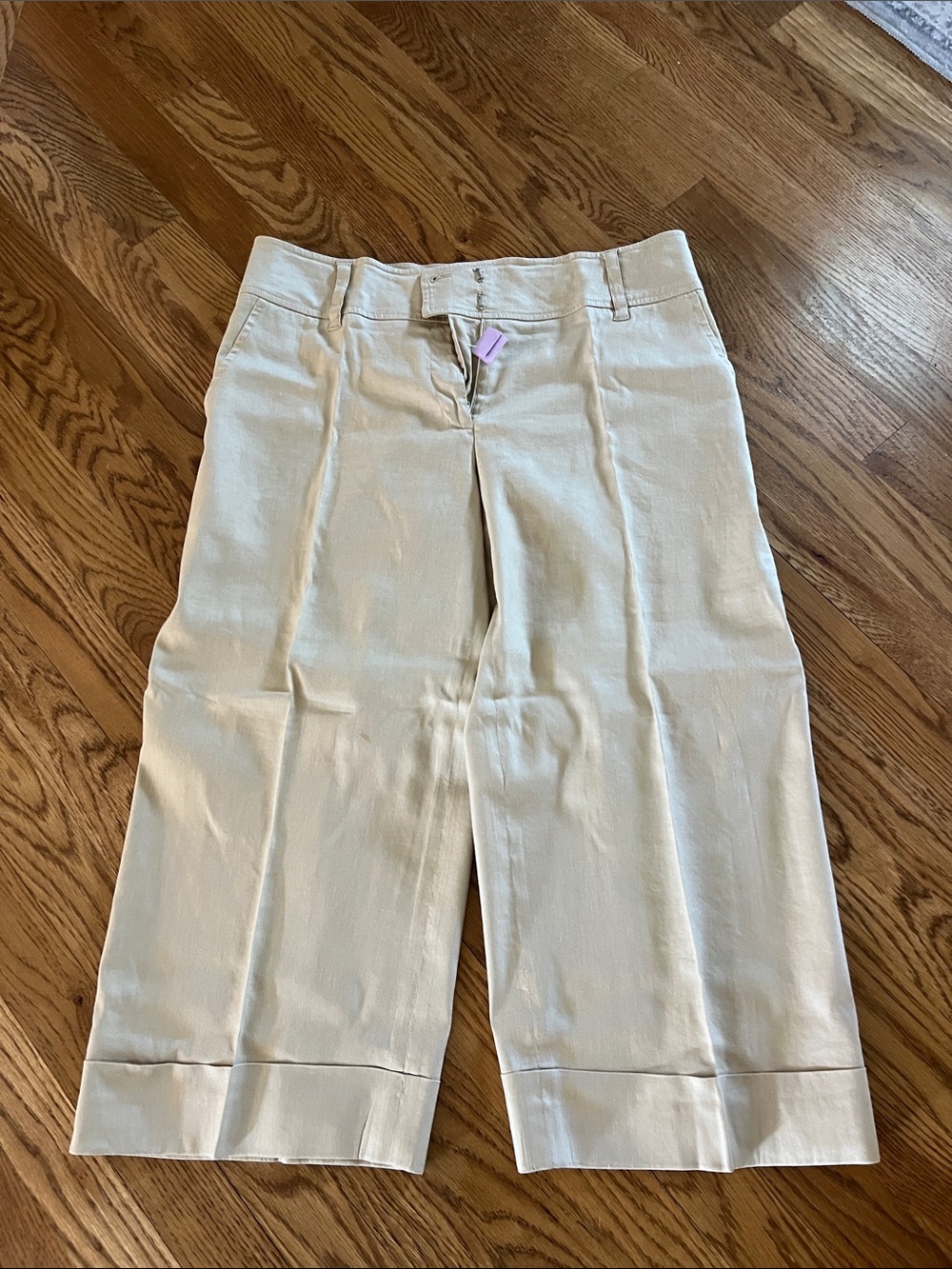 White House Black Market Cream Cropped Wide-Leg Pants